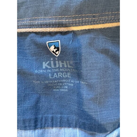 Kuhl Plaid Short Sleeve Button Up Shirt Mens Large Light Blue |O1 - Picture 3 of 5